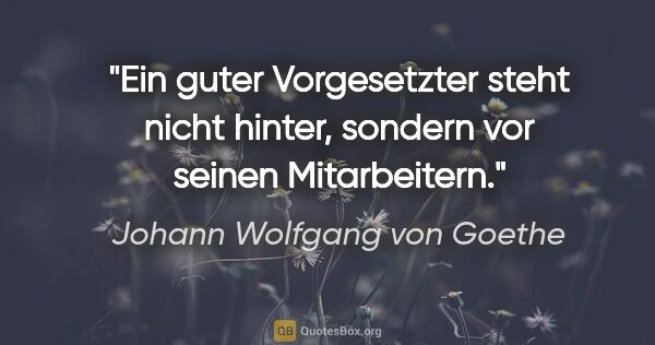Johann Wolfgang von Goethe Zitat: "Ein guter Vorgesetzter steht nicht hinter, sondern vor seinen..."