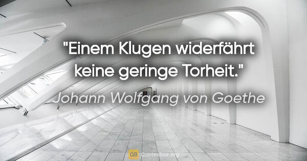 Johann Wolfgang von Goethe Zitat: "Einem Klugen widerfährt keine geringe Torheit."