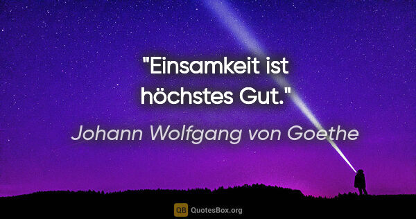 Johann Wolfgang von Goethe Zitat: "Einsamkeit ist höchstes Gut."