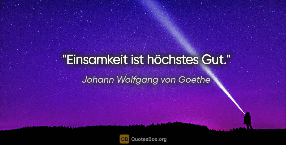 Johann Wolfgang von Goethe Zitat: "Einsamkeit ist höchstes Gut."