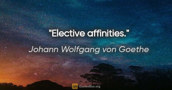 Johann Wolfgang von Goethe Zitat: "Elective affinities."