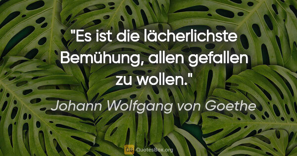 Johann Wolfgang von Goethe Zitat: "Es ist die lächerlichste Bemühung, allen gefallen zu wollen."