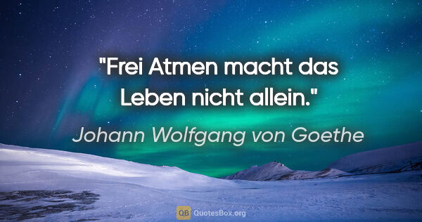 Johann Wolfgang von Goethe Zitat: "Frei Atmen macht das Leben nicht allein."