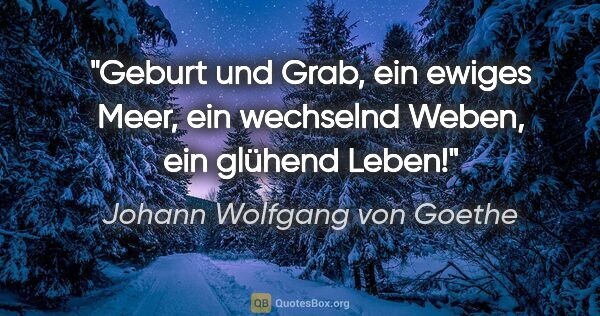 Johann Wolfgang von Goethe Zitat: "Geburt und Grab, ein ewiges Meer, ein wechselnd Weben, ein..."