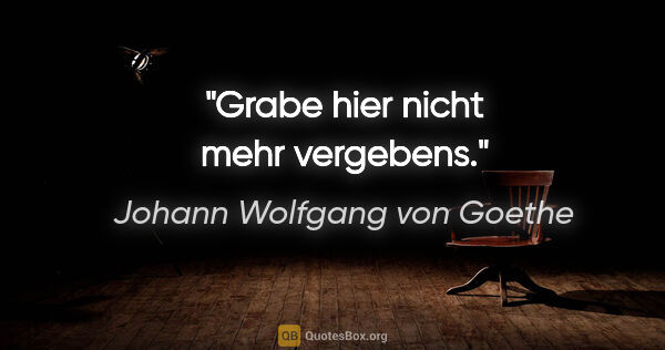 Johann Wolfgang von Goethe Zitat: "Grabe hier nicht mehr vergebens."