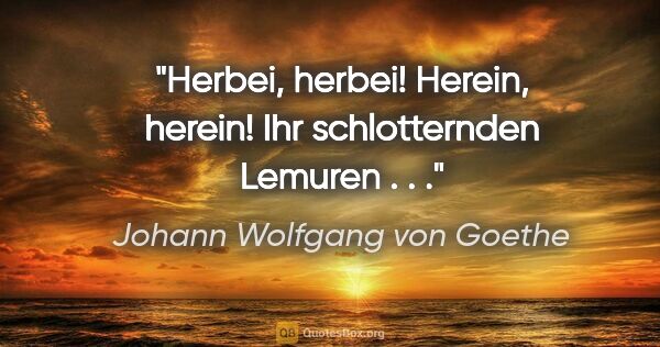 Johann Wolfgang von Goethe Zitat: "Herbei, herbei! Herein, herein! Ihr schlotternden Lemuren . . ."