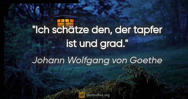 Johann Wolfgang von Goethe Zitat: "Ich schätze den, der tapfer ist und grad."