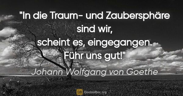 Johann Wolfgang von Goethe Zitat: "In die Traum- und Zaubersphäre sind wir, scheint es,..."