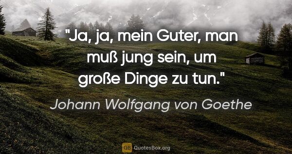 Johann Wolfgang von Goethe Zitat: "Ja, ja, mein Guter, man muß jung sein, um große Dinge zu tun."