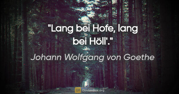 Johann Wolfgang von Goethe Zitat: "Lang bei Hofe, lang bei Höll'."