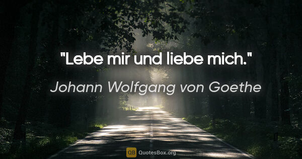 Johann Wolfgang von Goethe Zitat: "Lebe mir und liebe mich."