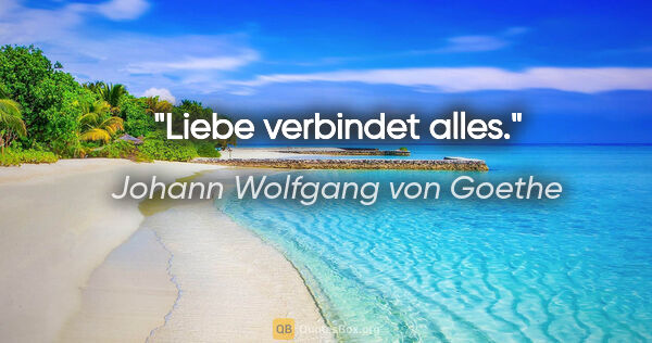 Johann Wolfgang von Goethe Zitat: "Liebe verbindet alles."