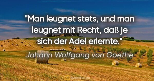 Johann Wolfgang von Goethe Zitat: "Man leugnet stets, und man leugnet mit Recht, daß je sich der..."