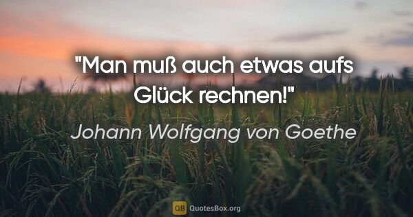 Johann Wolfgang von Goethe Zitat: "Man muß auch etwas aufs Glück rechnen!"