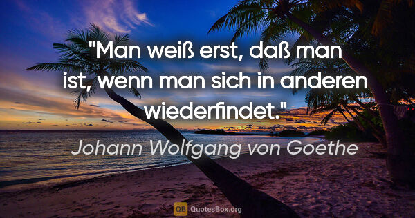 Johann Wolfgang von Goethe Zitat: "Man weiß erst, daß man ist, wenn man sich in anderen..."