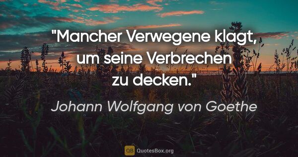 Johann Wolfgang von Goethe Zitat: "Mancher Verwegene klagt, um seine Verbrechen zu decken."