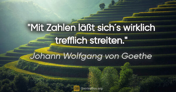 Johann Wolfgang von Goethe Zitat: "Mit Zahlen läßt sich´s wirklich trefflich streiten."