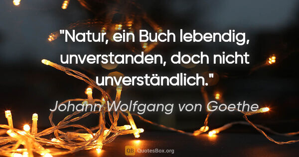 Johann Wolfgang von Goethe Zitat: "Natur, ein Buch lebendig, unverstanden, doch nicht..."