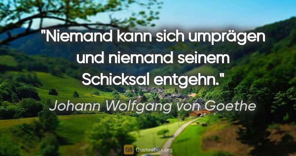 Johann Wolfgang von Goethe Zitat: "Niemand kann sich umprägen und niemand seinem Schicksal entgehn."