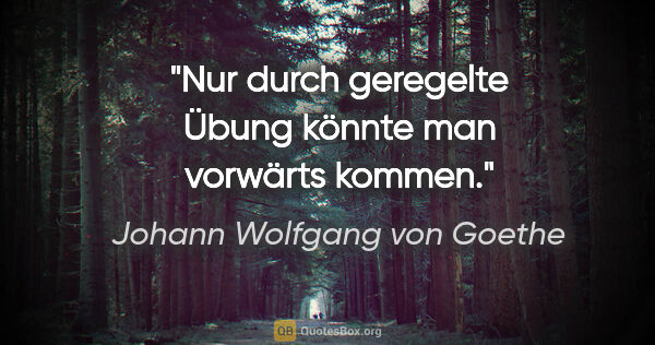 Johann Wolfgang von Goethe Zitat: "Nur durch geregelte Übung könnte man vorwärts kommen."