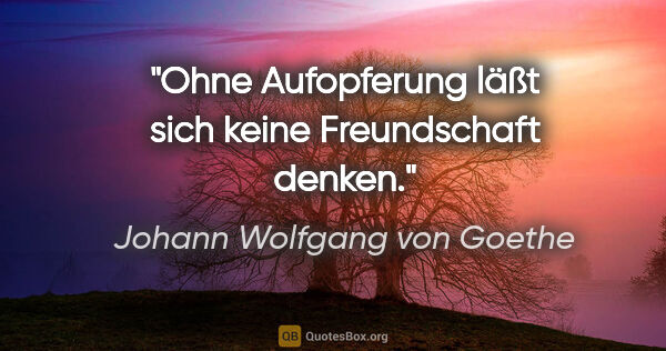 Johann Wolfgang von Goethe Zitat: "Ohne Aufopferung läßt sich keine Freundschaft denken."
