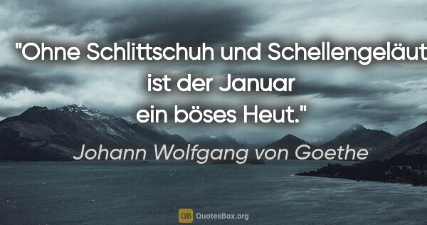 Johann Wolfgang von Goethe Zitat: "Ohne Schlittschuh und Schellengeläut ist der Januar ein böses..."