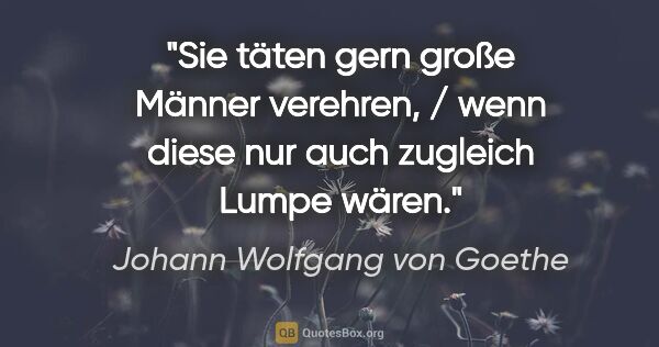 Johann Wolfgang von Goethe Zitat: "Sie täten gern große Männer verehren, / wenn diese nur auch..."