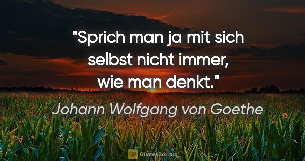Johann Wolfgang von Goethe Zitat: "Sprich man ja mit sich selbst nicht immer, wie man denkt."