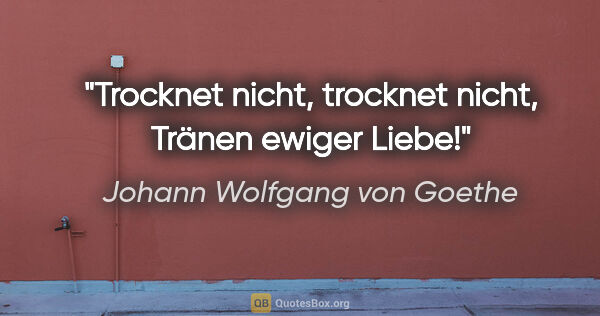 Johann Wolfgang von Goethe Zitat: "Trocknet nicht, trocknet nicht, Tränen ewiger Liebe!"