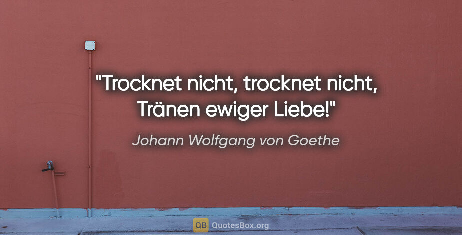 Johann Wolfgang von Goethe Zitat: "Trocknet nicht, trocknet nicht, Tränen ewiger Liebe!"