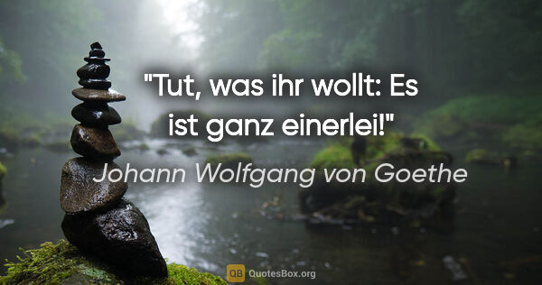 Johann Wolfgang von Goethe Zitat: "Tut, was ihr wollt: Es ist ganz einerlei!"