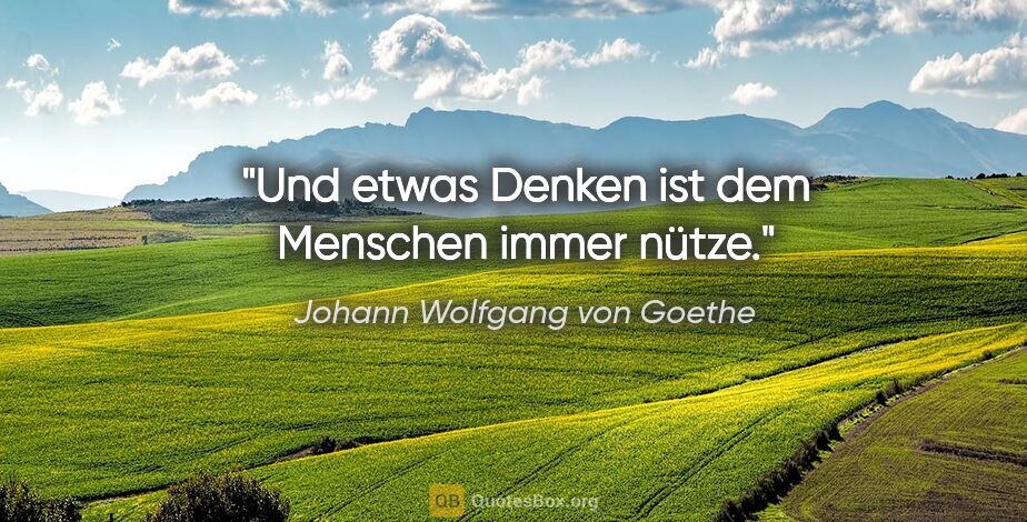 Johann Wolfgang von Goethe Zitat: "Und etwas Denken ist dem Menschen immer nütze."