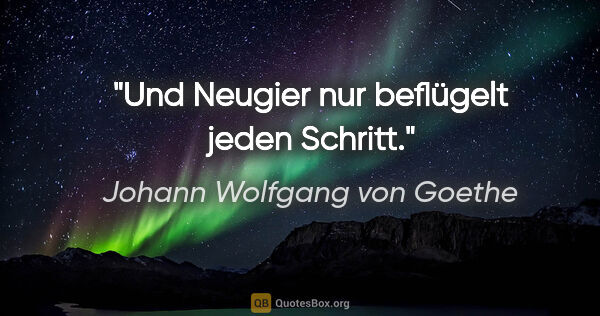 Johann Wolfgang von Goethe Zitat: "Und Neugier nur beflügelt jeden Schritt."