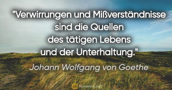 Johann Wolfgang von Goethe Zitat: "Verwirrungen und Mißverständnisse sind die Quellen des tätigen..."