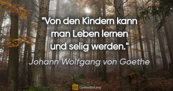 Johann Wolfgang von Goethe Zitat: "Von den Kindern kann man Leben lernen und selig werden."