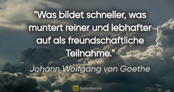 Johann Wolfgang von Goethe Zitat: "Was bildet schneller, was muntert reiner und lebhafter auf als..."