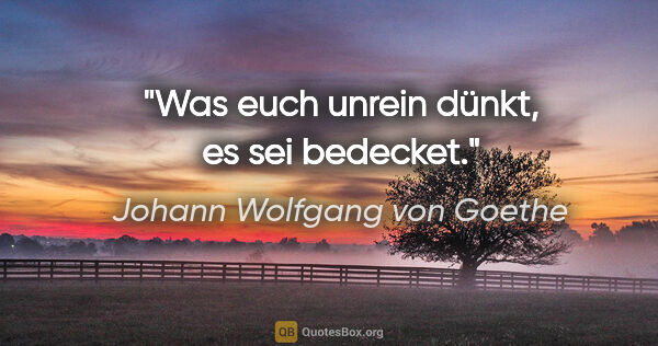 Johann Wolfgang von Goethe Zitat: "Was euch unrein dünkt, es sei bedecket."