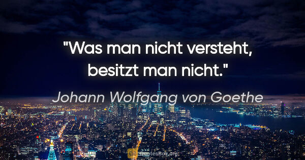 Johann Wolfgang von Goethe Zitat: "Was man nicht versteht, besitzt man nicht."