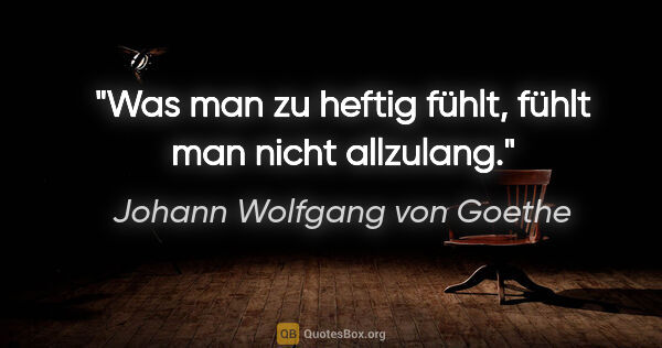 Johann Wolfgang von Goethe Zitat: "Was man zu heftig fühlt, fühlt man nicht allzulang."