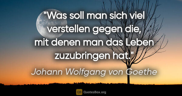 Johann Wolfgang von Goethe Zitat: "Was soll man sich viel verstellen gegen die, mit denen man das..."