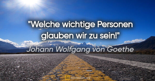 Johann Wolfgang von Goethe Zitat: "Welche wichtige Personen glauben wir zu sein!"