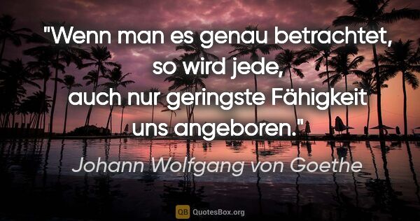 Johann Wolfgang von Goethe Zitat: "Wenn man es genau betrachtet, so wird jede, auch nur geringste..."