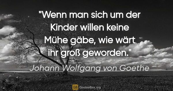 Johann Wolfgang von Goethe Zitat: "Wenn man sich um der Kinder willen keine Mühe gäbe, wie wärt..."