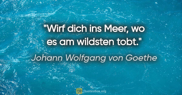 Johann Wolfgang von Goethe Zitat: "Wirf dich ins Meer, wo es am wildsten tobt."