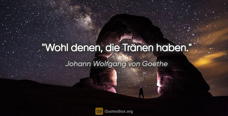 Johann Wolfgang von Goethe Zitat: "Wohl denen, die Tränen haben."