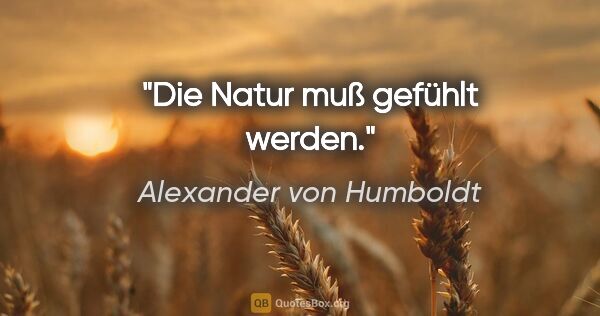 Alexander von Humboldt Zitat: "Die Natur muß gefühlt werden."