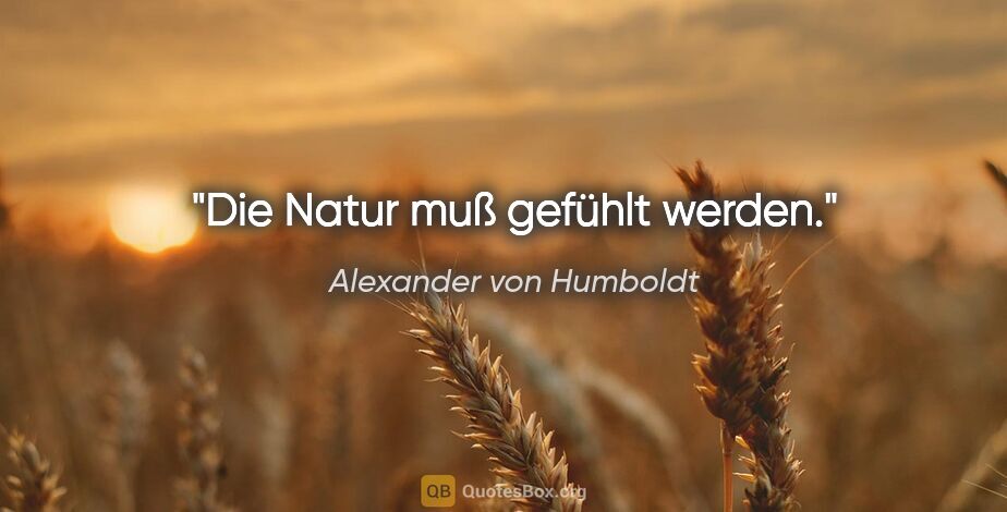Alexander von Humboldt Zitat: "Die Natur muß gefühlt werden."