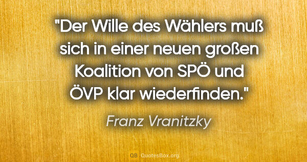 Franz Vranitzky Zitat: "Der Wille des Wählers muß sich in einer neuen großen Koalition..."