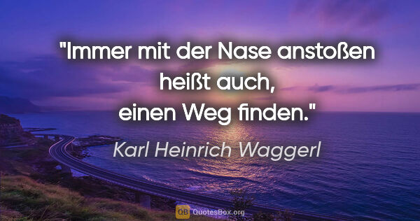 Karl Heinrich Waggerl Zitat: "Immer mit der Nase anstoßen heißt auch, einen Weg finden."
