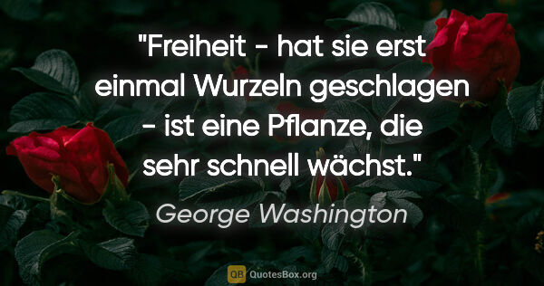 George Washington Zitat: "Freiheit - hat sie erst einmal Wurzeln geschlagen - ist eine..."